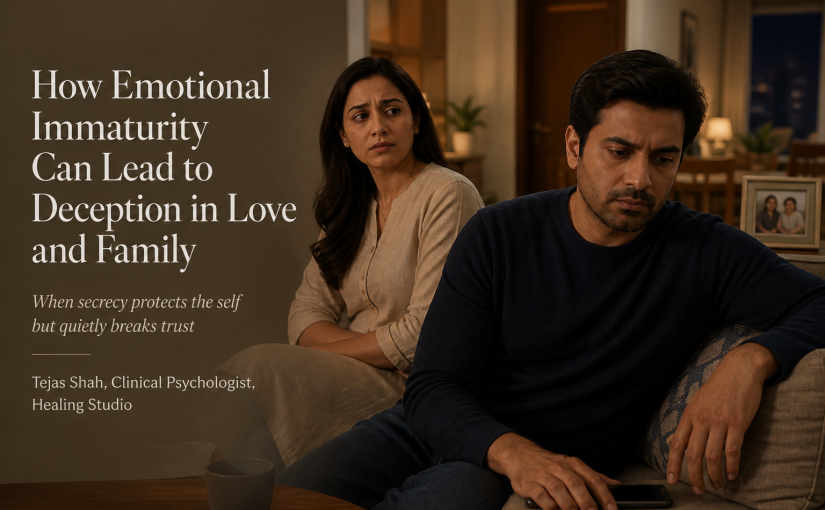 Indian couple in a tense quiet moment illustrating emotional immaturity and deception in relationships