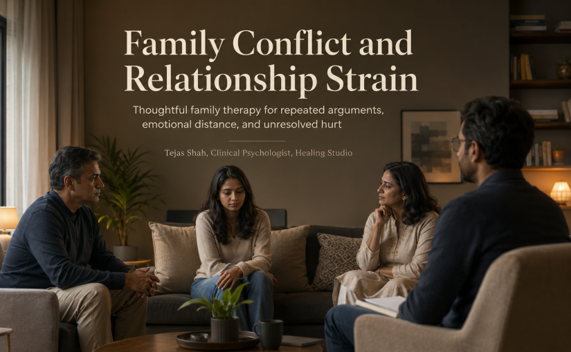 Family conflict and relationship strain can exhaust everyone at home. Explore thoughtful family therapy with Tejas Shah in Mumbai or online.
