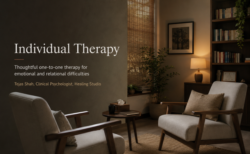 Individual Therapy in Mumbai in a calm private psychotherapy room at Healing Studio