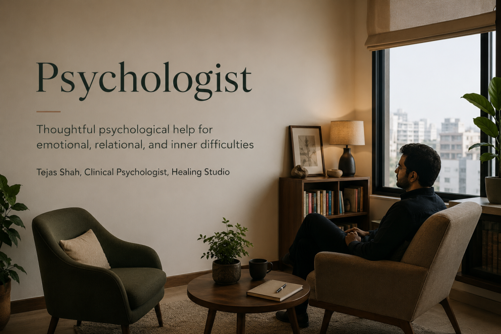 Best Psychologist Tejas Shah at Healing Studio offering therapy in Mumbai and online