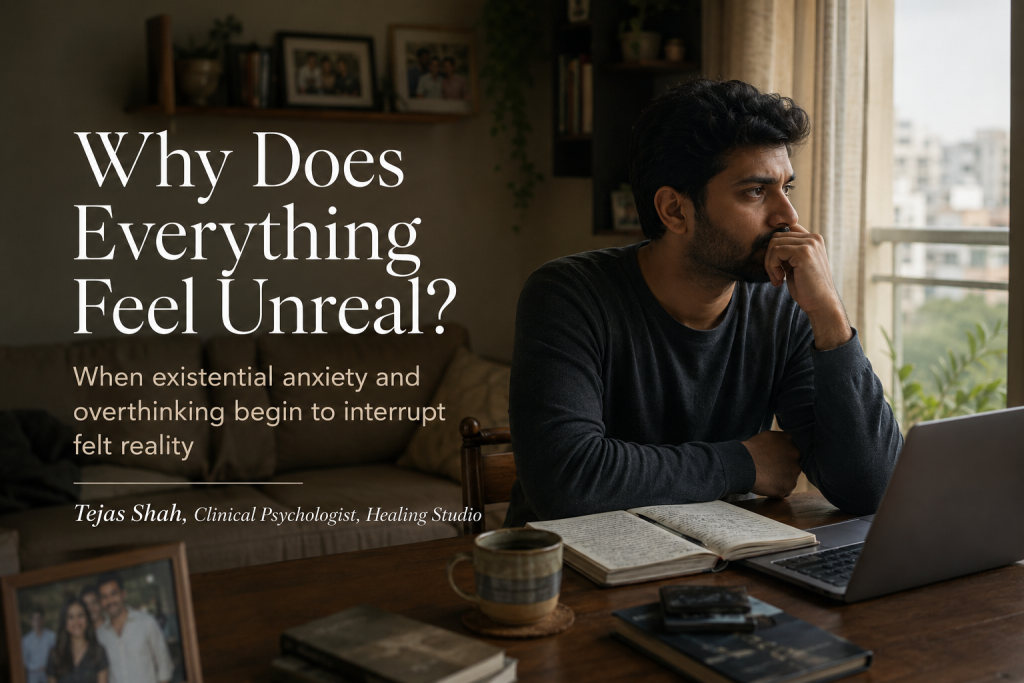 Why does everything feel unreal featured image for psychotherapy article by Tejas Shah