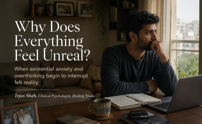 Why does everything feel unreal featured image for psychotherapy article by Tejas Shah
